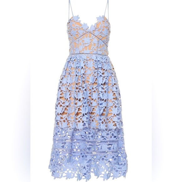 Self-Portrait Dresses & Skirts - NEW Self-Portrait Azalea Guipure Lace Romantic Midi Dress in Blue Size 6